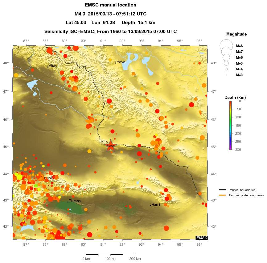 regional depth historical seismicity