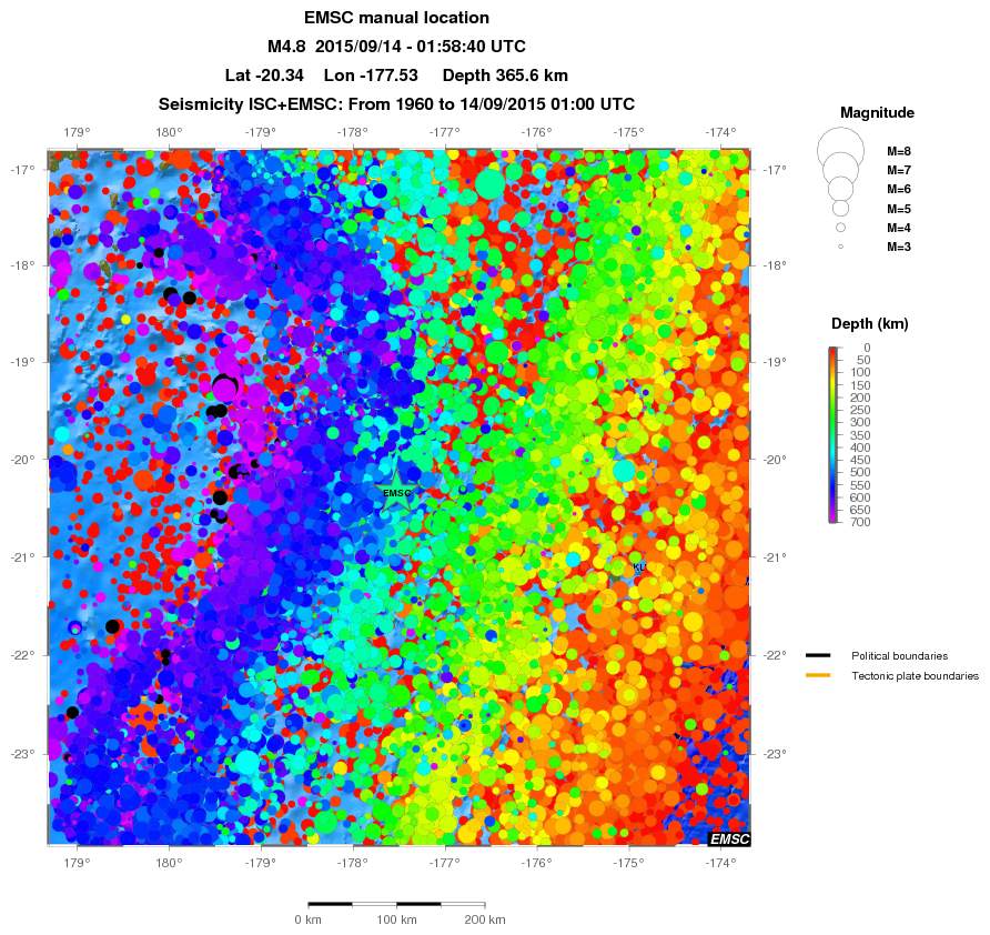 regional depth historical seismicity