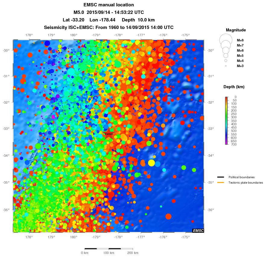 regional depth historical seismicity