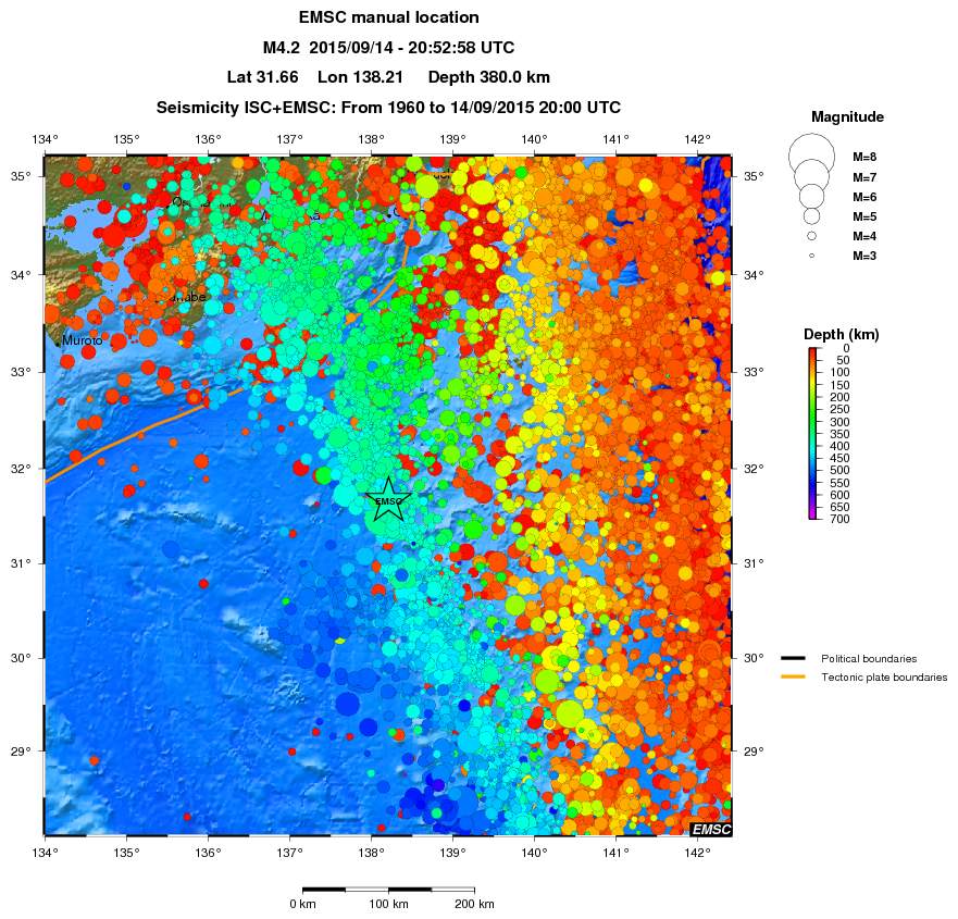 regional depth historical seismicity