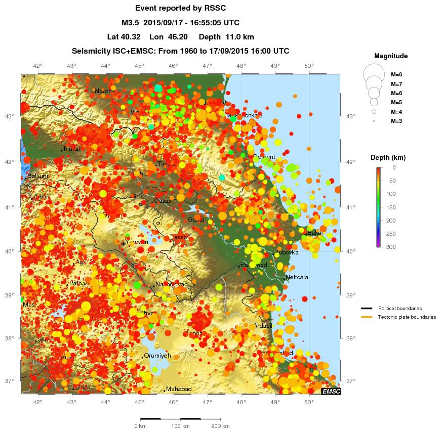 regional depth historical seismicity