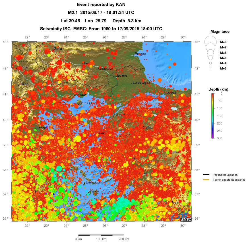 regional depth historical seismicity