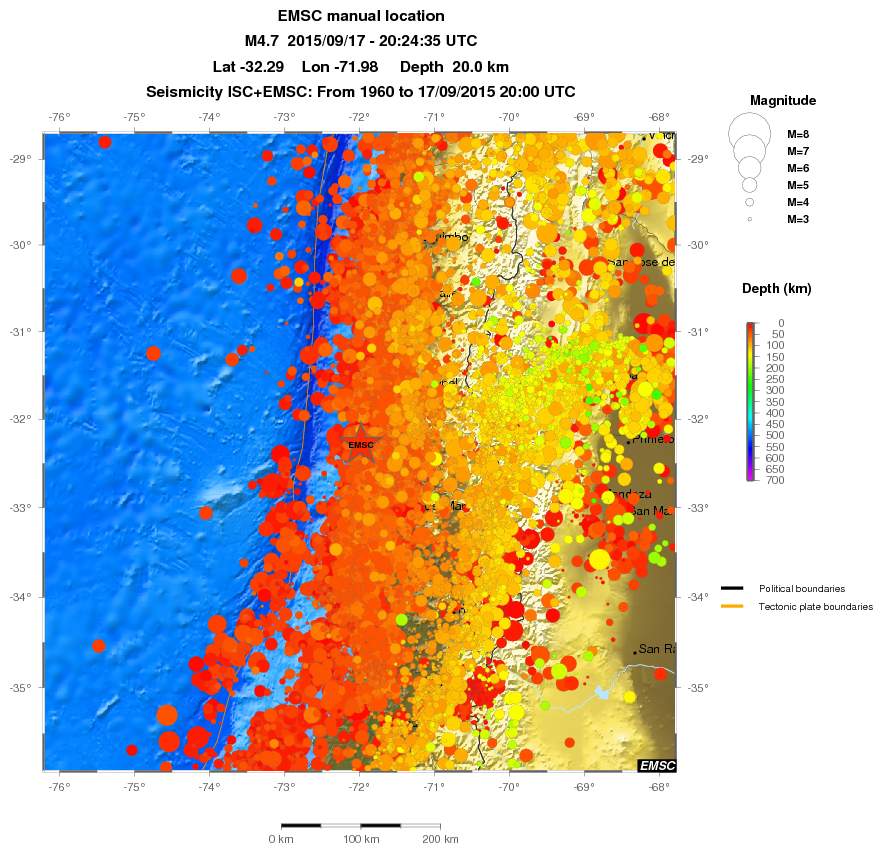 regional depth historical seismicity