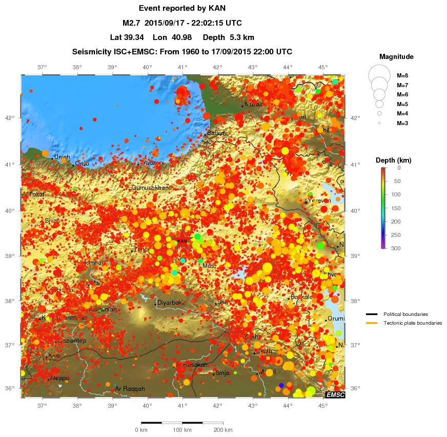 regional depth historical seismicity