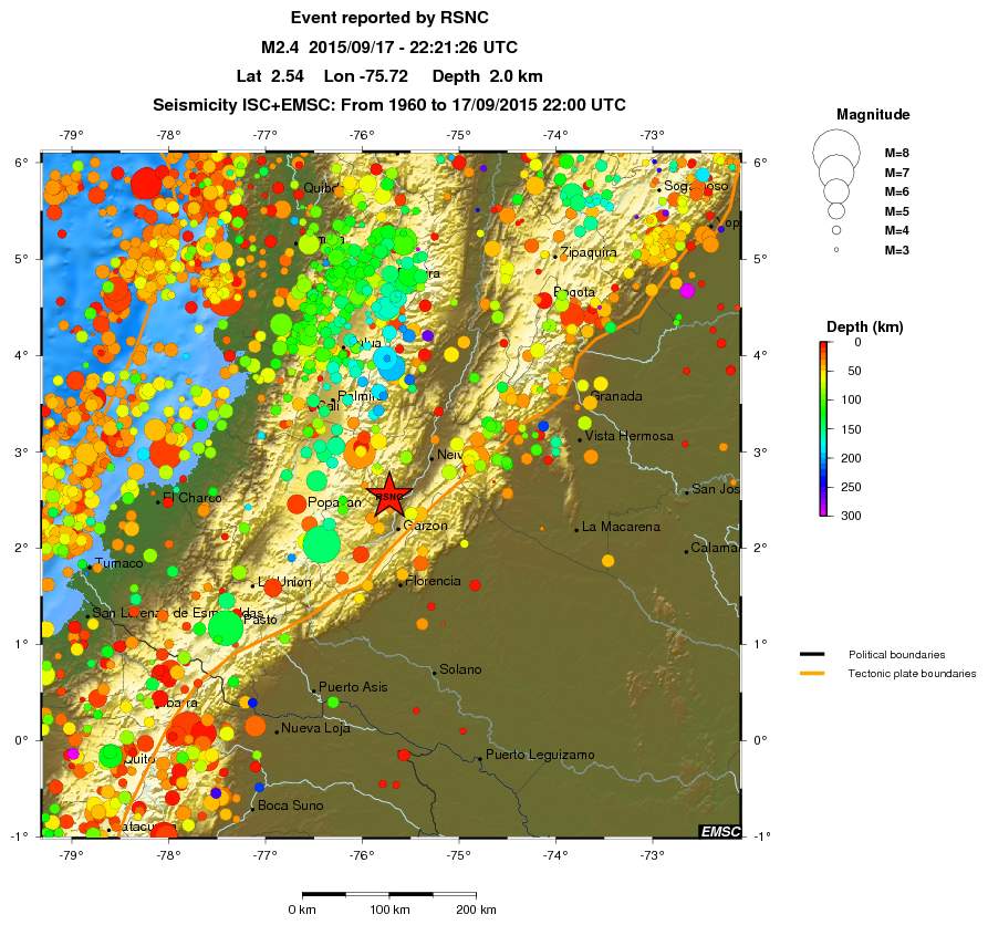 regional depth historical seismicity