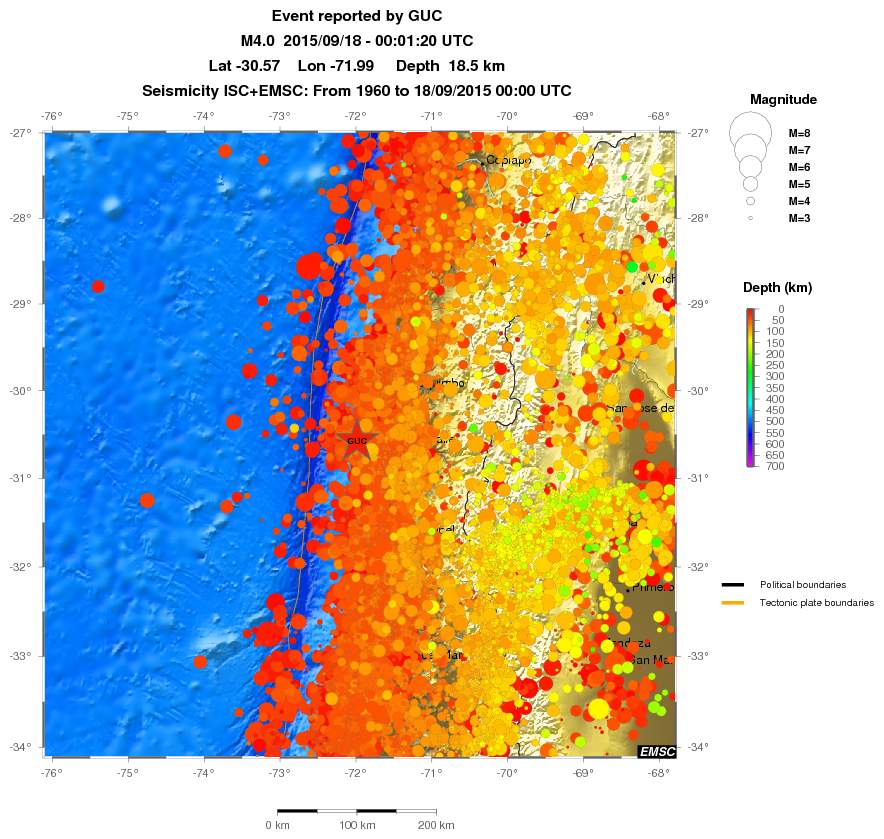regional depth historical seismicity