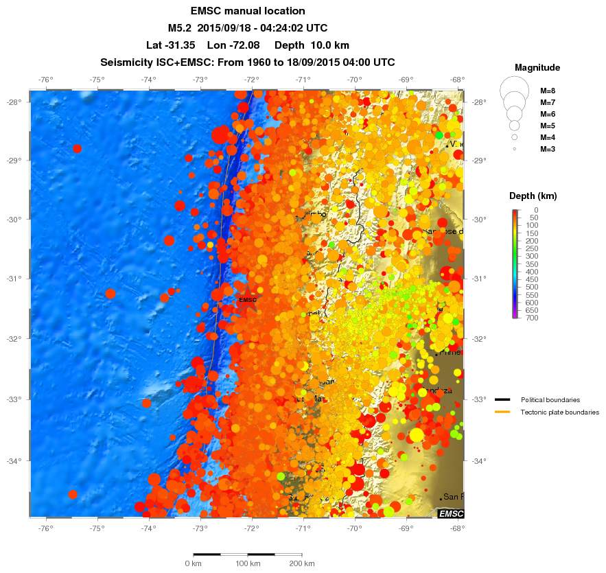 regional depth historical seismicity