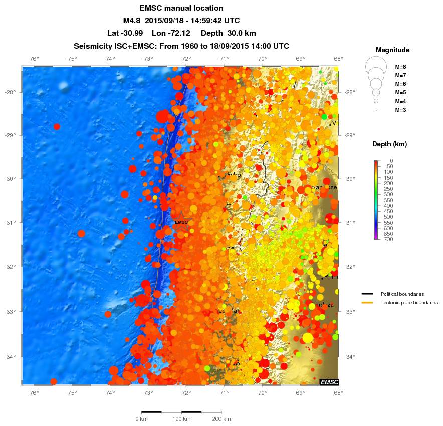 regional depth historical seismicity
