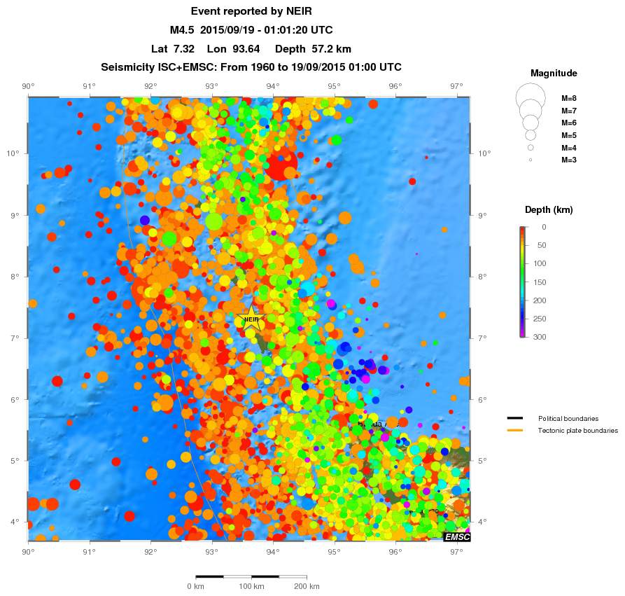 regional depth historical seismicity