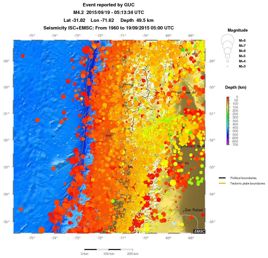 regional depth historical seismicity