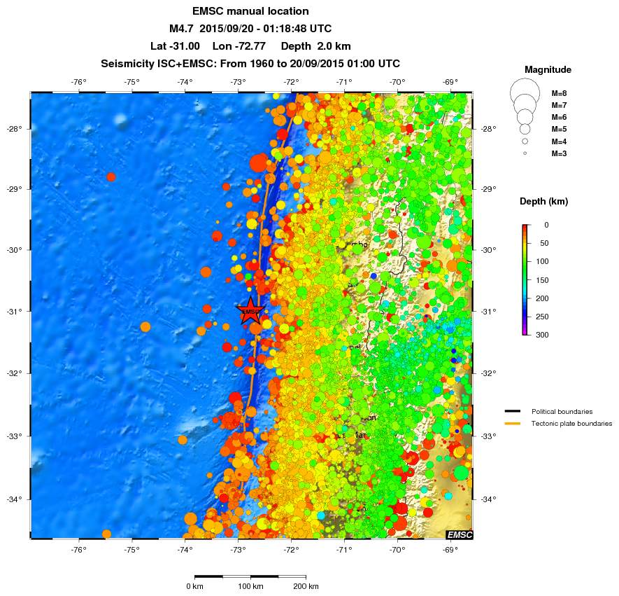 regional depth historical seismicity