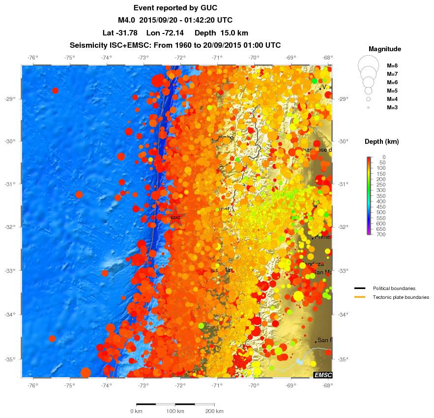 regional depth historical seismicity