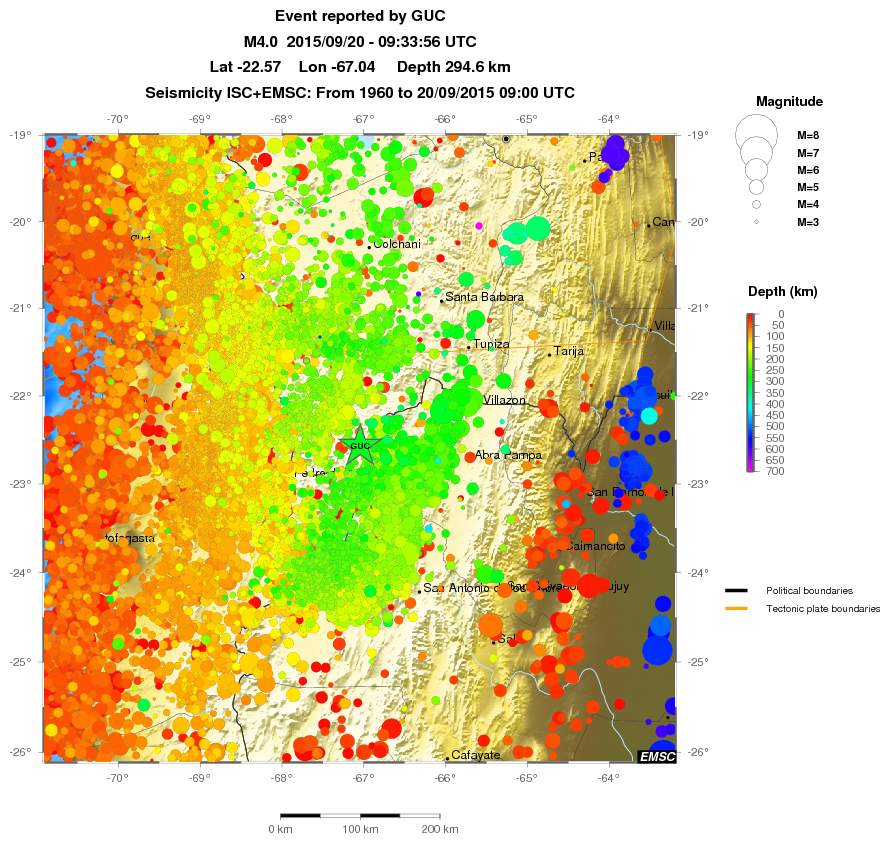 regional depth historical seismicity