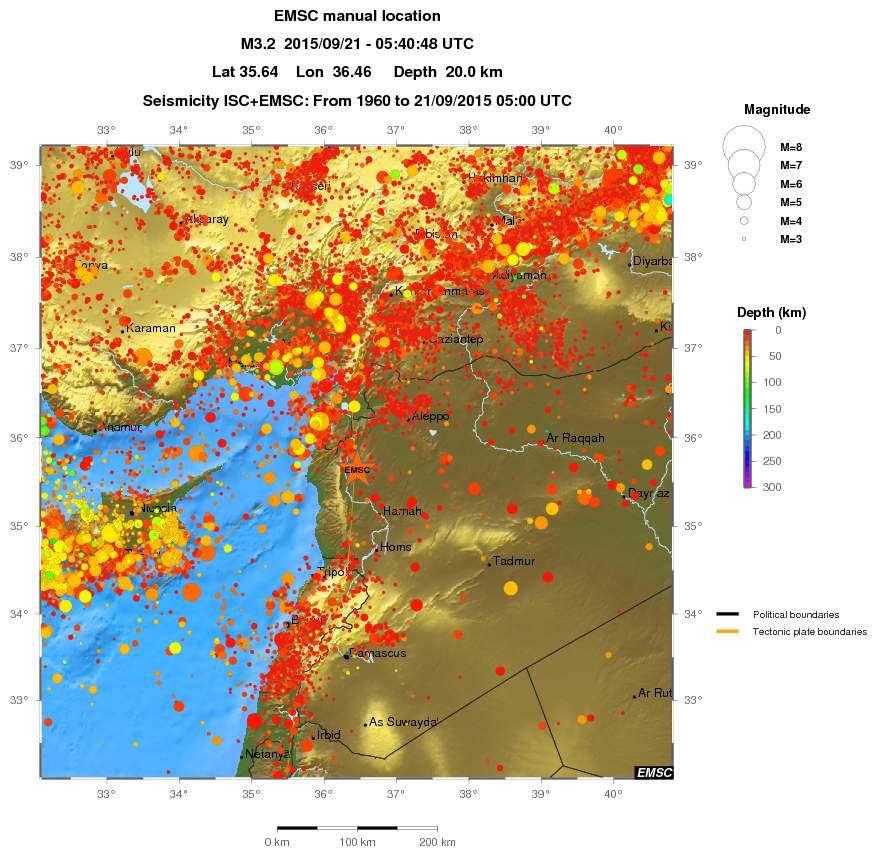 regional depth historical seismicity
