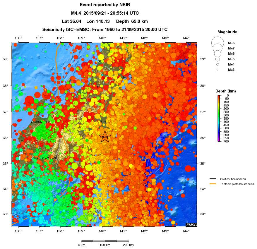 regional depth historical seismicity