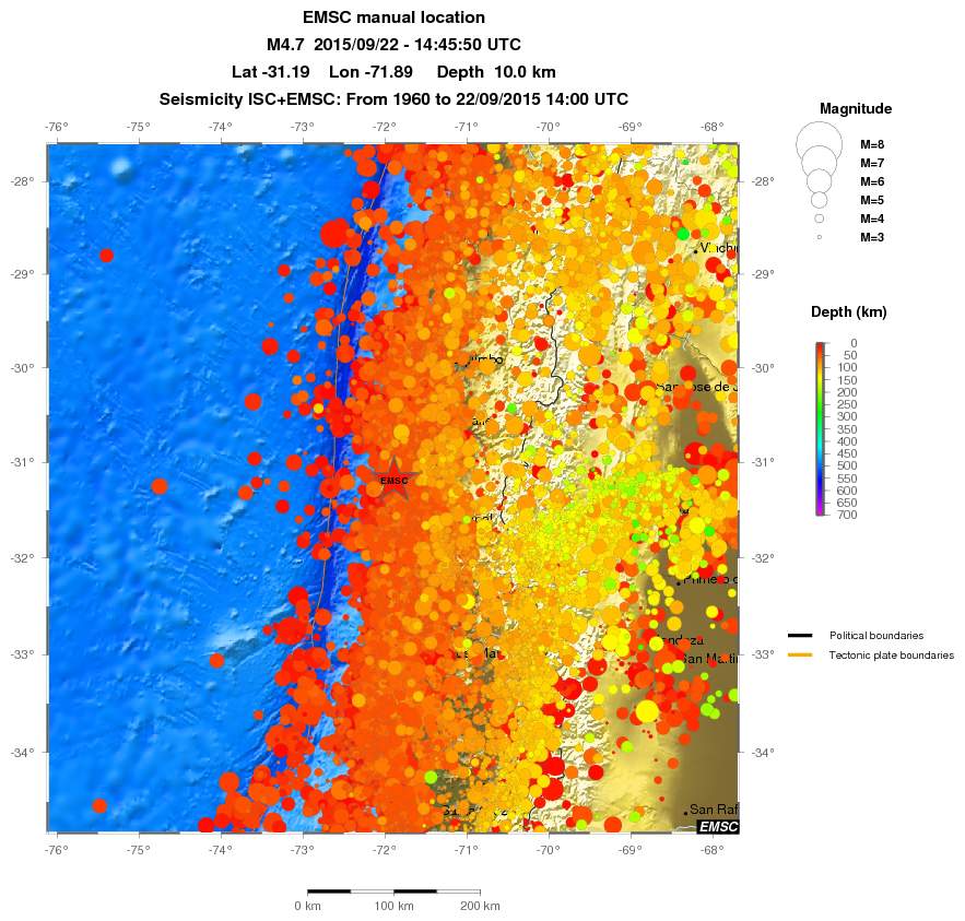 regional depth historical seismicity