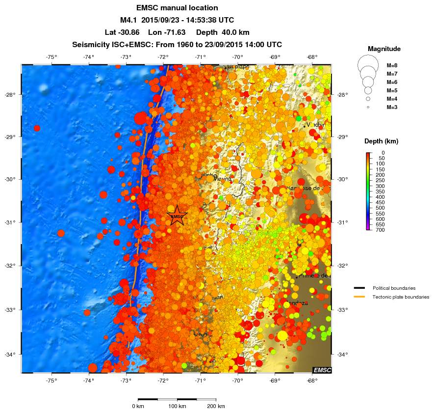 regional depth historical seismicity