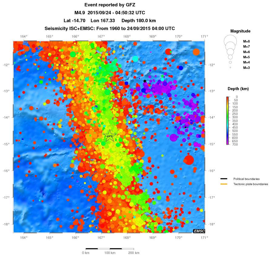 regional depth historical seismicity