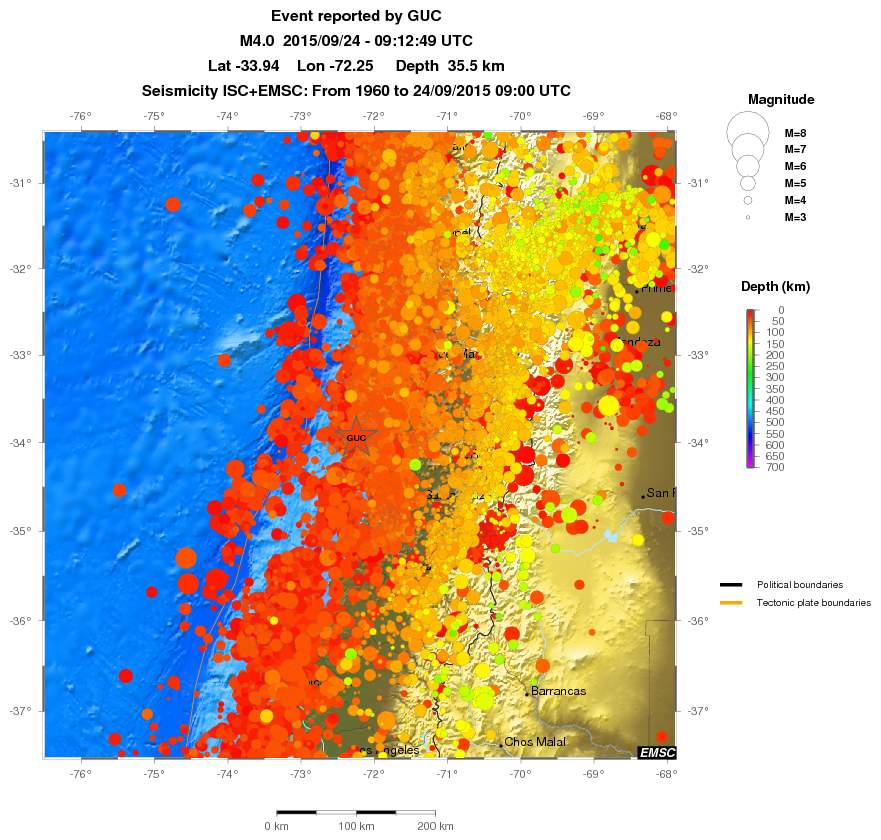 regional depth historical seismicity