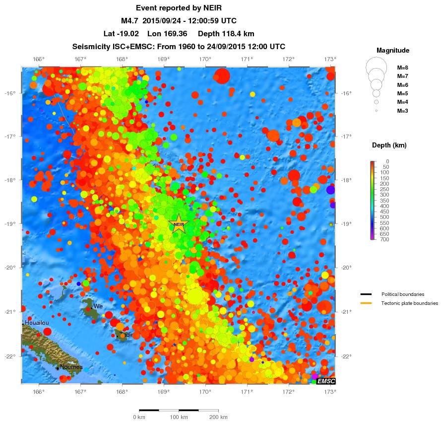 regional depth historical seismicity