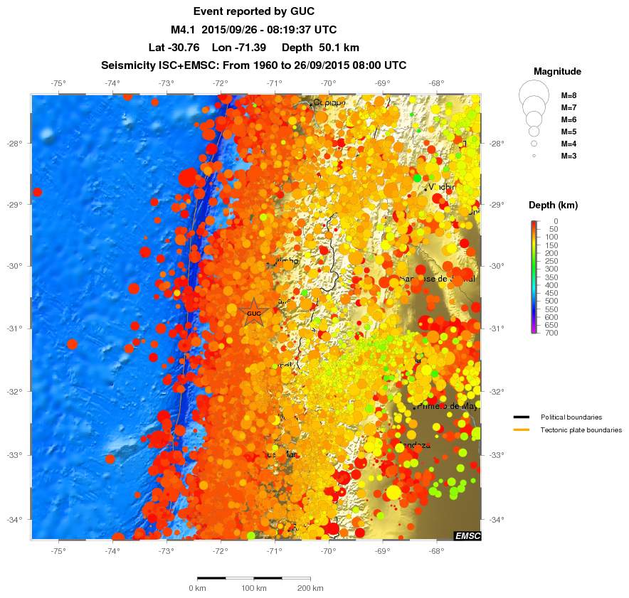 regional depth historical seismicity