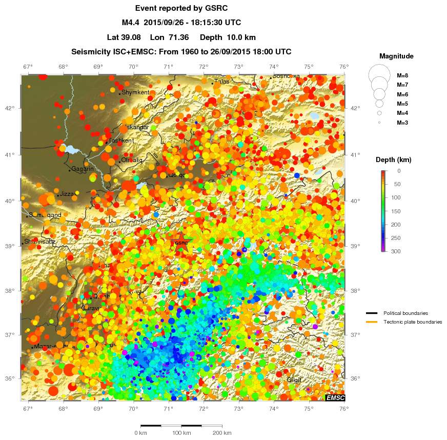 regional depth historical seismicity