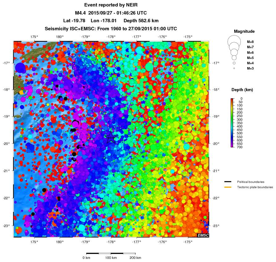 regional depth historical seismicity