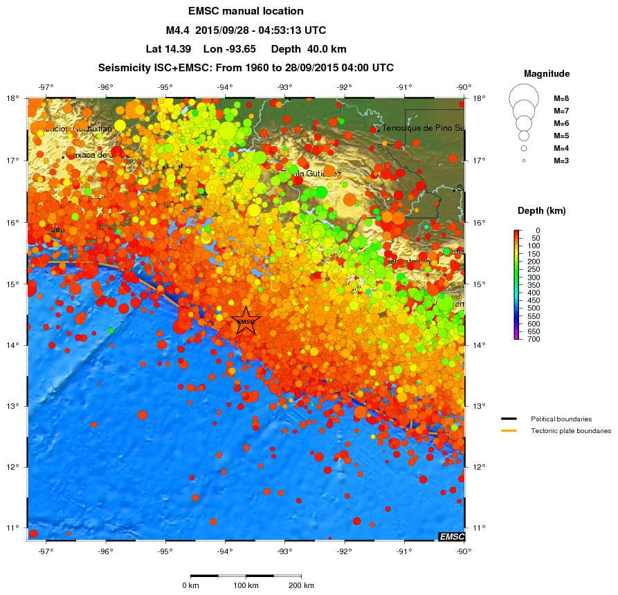 regional depth historical seismicity