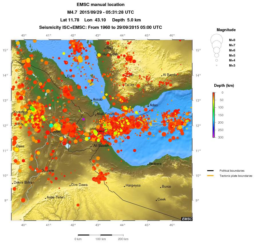 regional depth historical seismicity