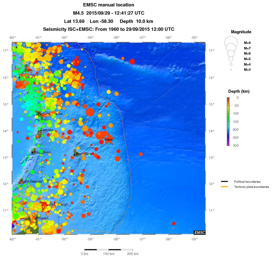 regional depth historical seismicity