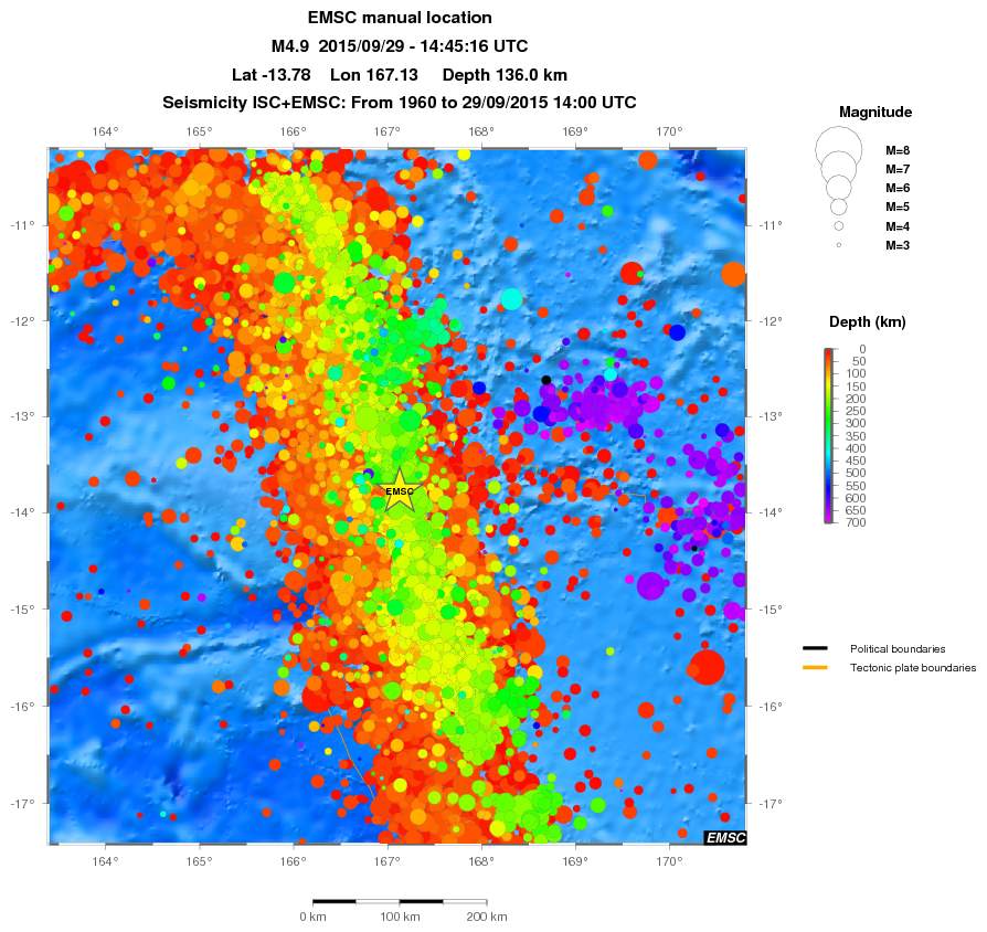 regional depth historical seismicity