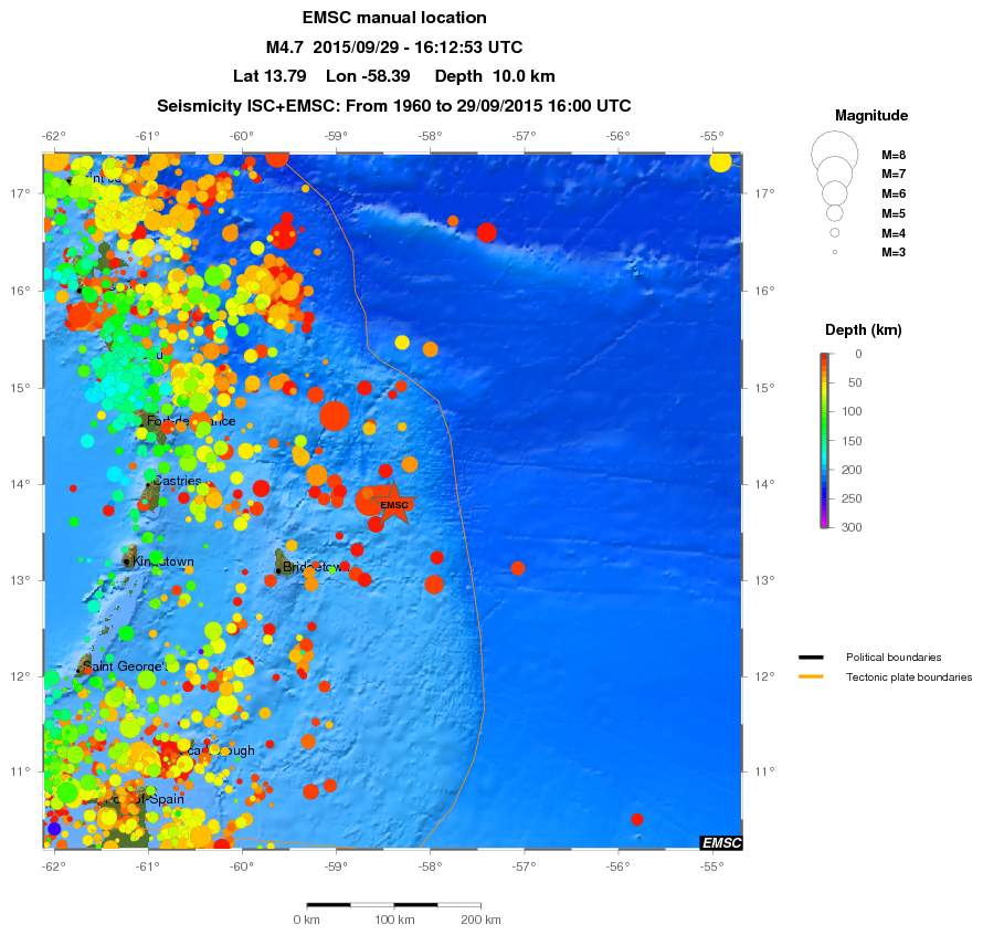 regional depth historical seismicity