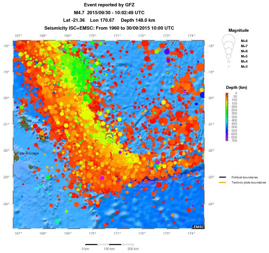 regional depth historical seismicity