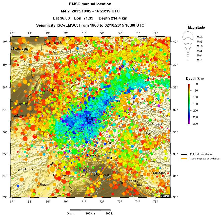 regional depth historical seismicity