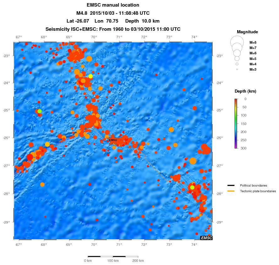 regional depth historical seismicity
