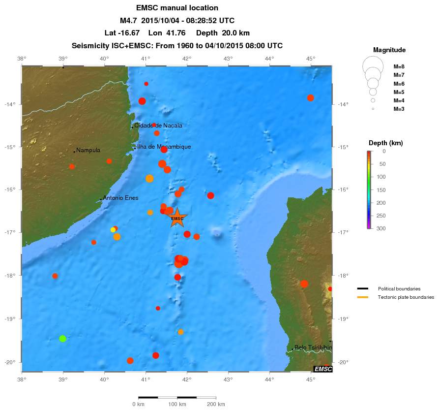 regional depth historical seismicity