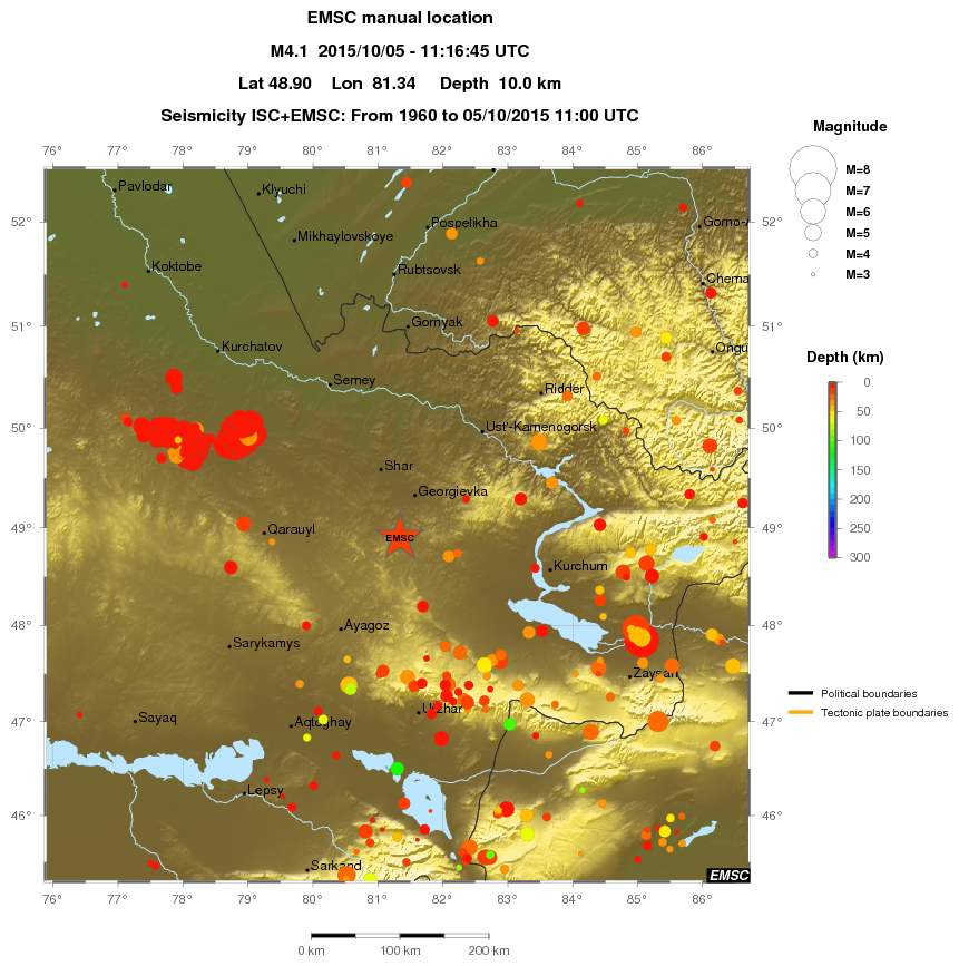 regional depth historical seismicity