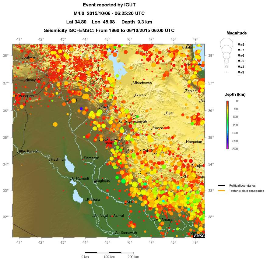 regional depth historical seismicity