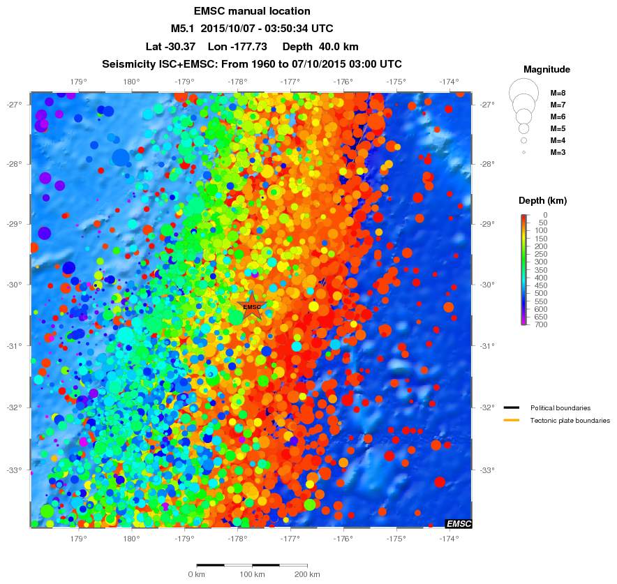 regional depth historical seismicity