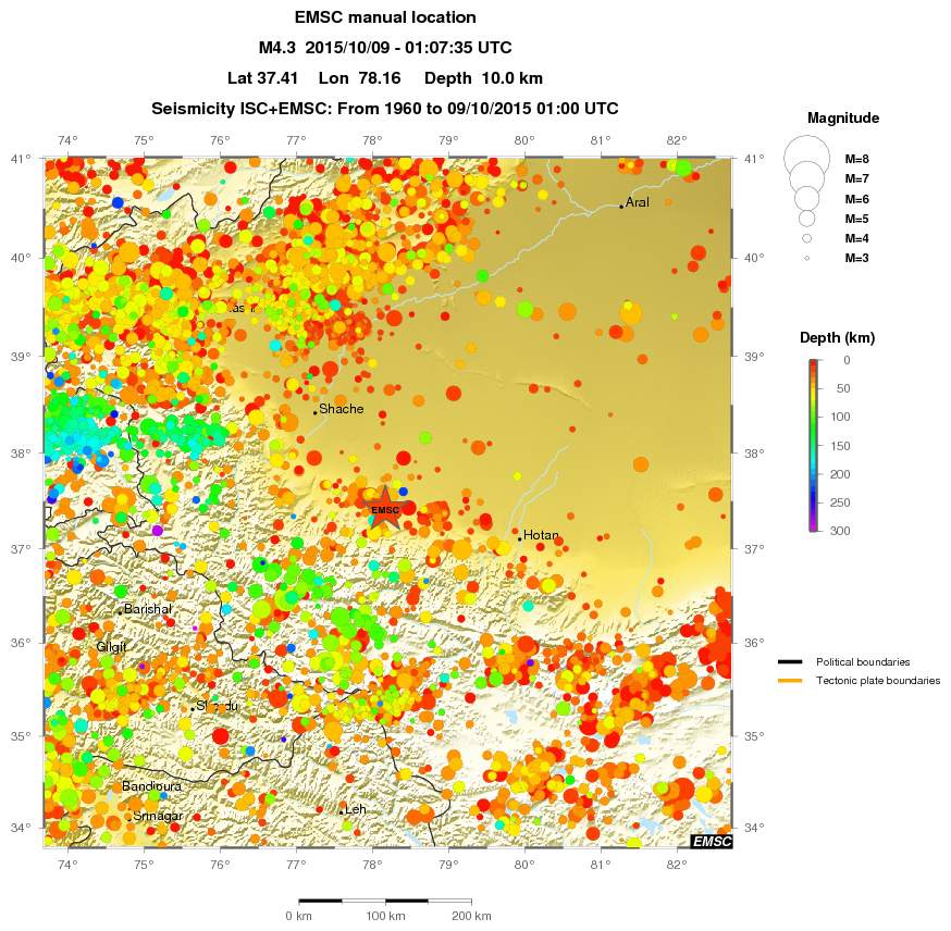 regional depth historical seismicity