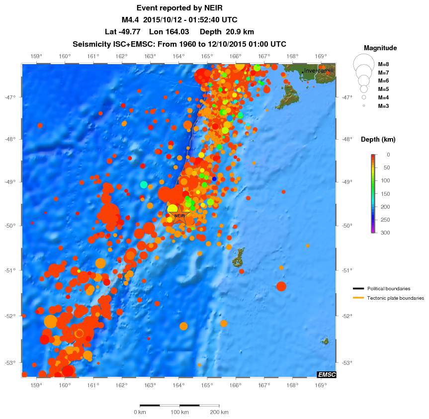 regional depth historical seismicity