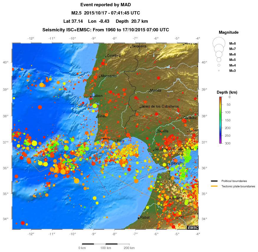 regional depth historical seismicity