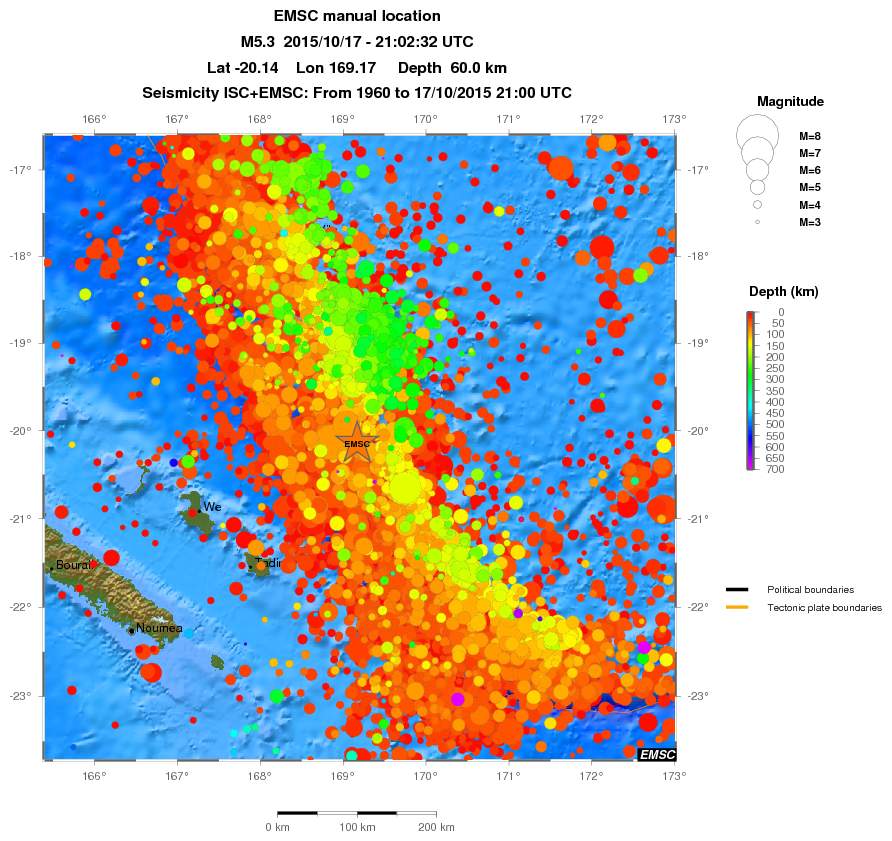 regional depth historical seismicity