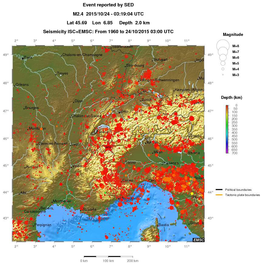 regional depth historical seismicity