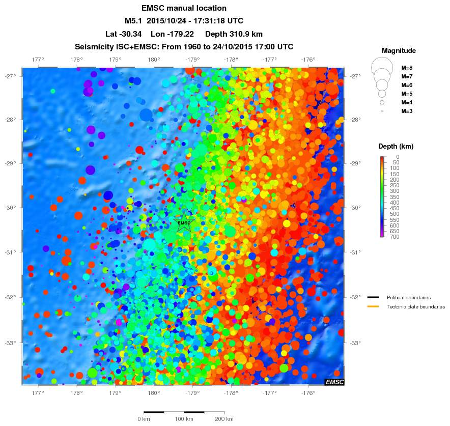 regional depth historical seismicity