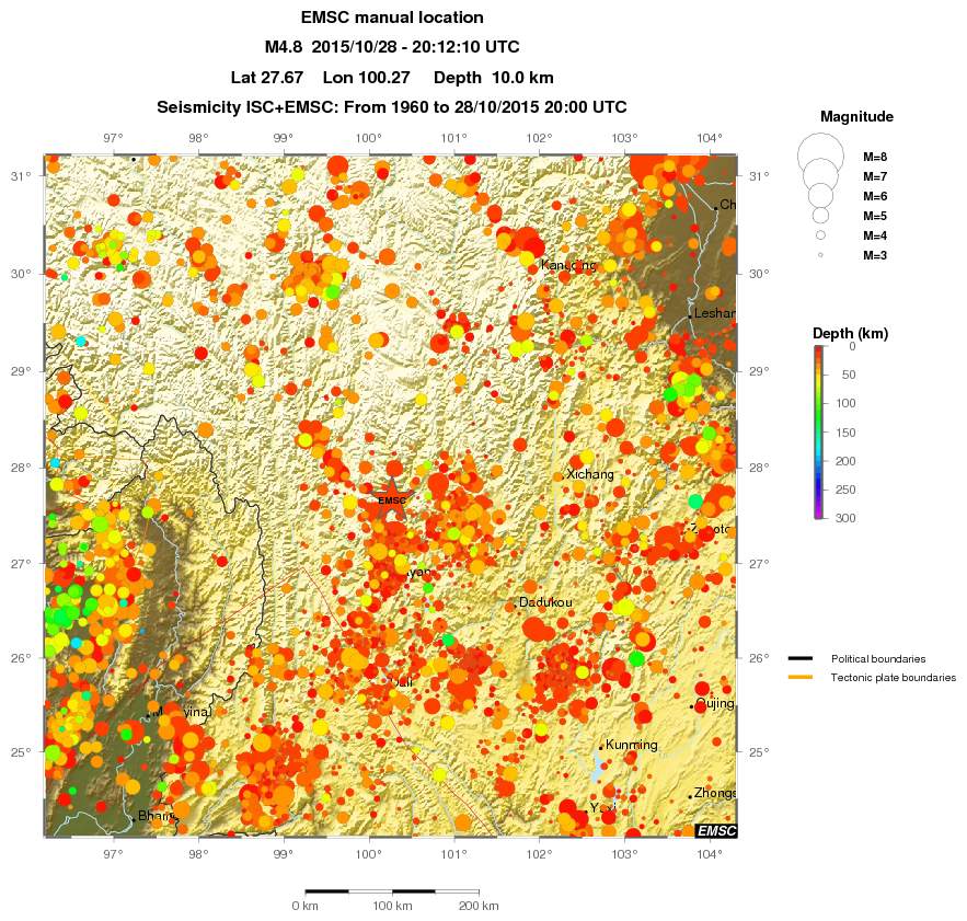 regional depth historical seismicity