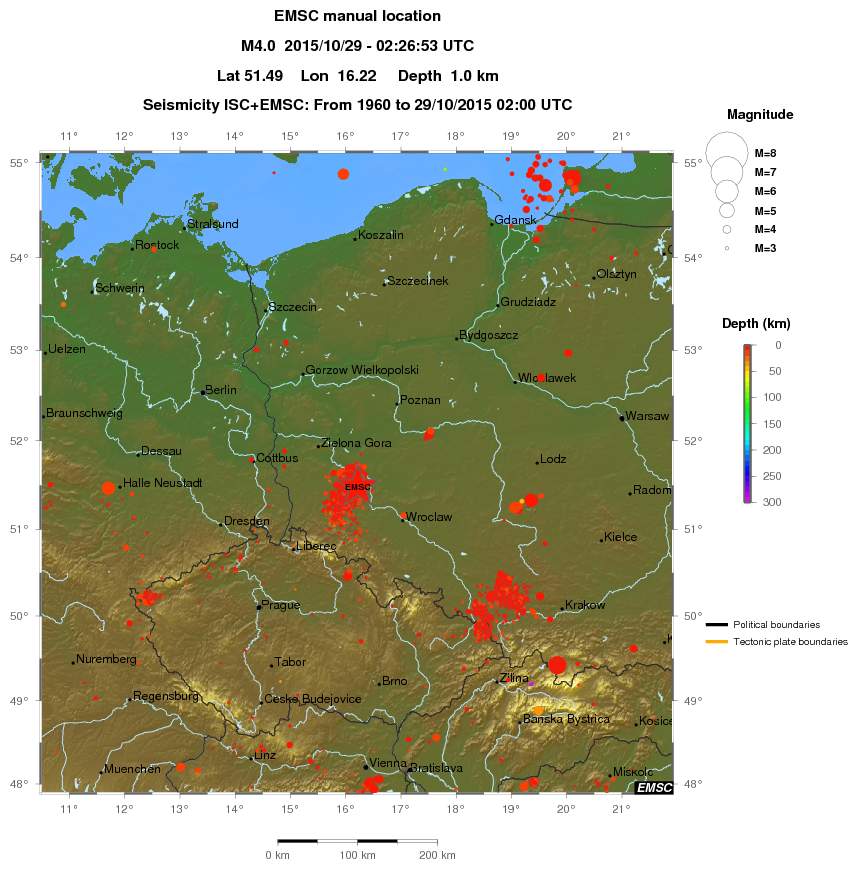regional depth historical seismicity