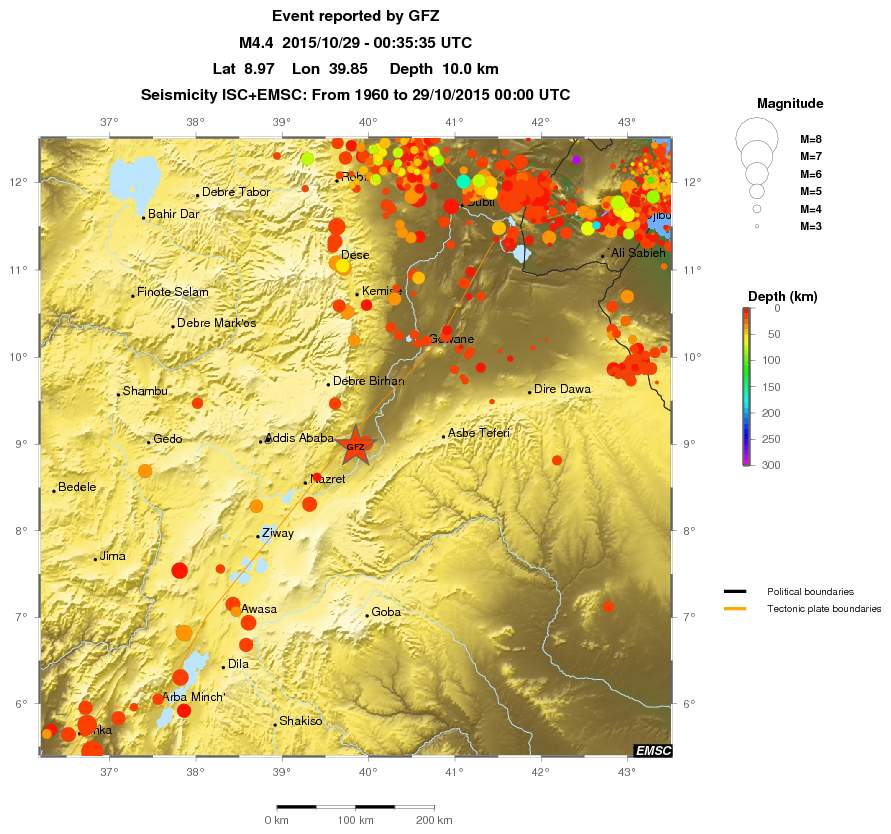 regional depth historical seismicity