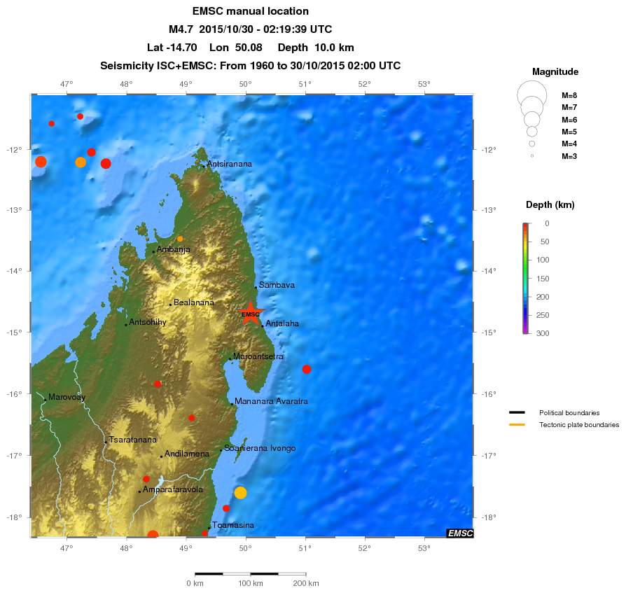regional depth historical seismicity