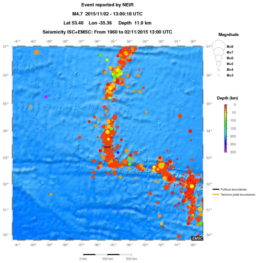 regional depth historical seismicity